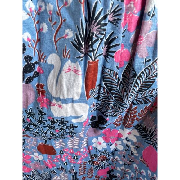 Kate Spade Garden Posy Smocked Midi Dress Cat Cactus Floral Print Size Small - Picture 6 of 8